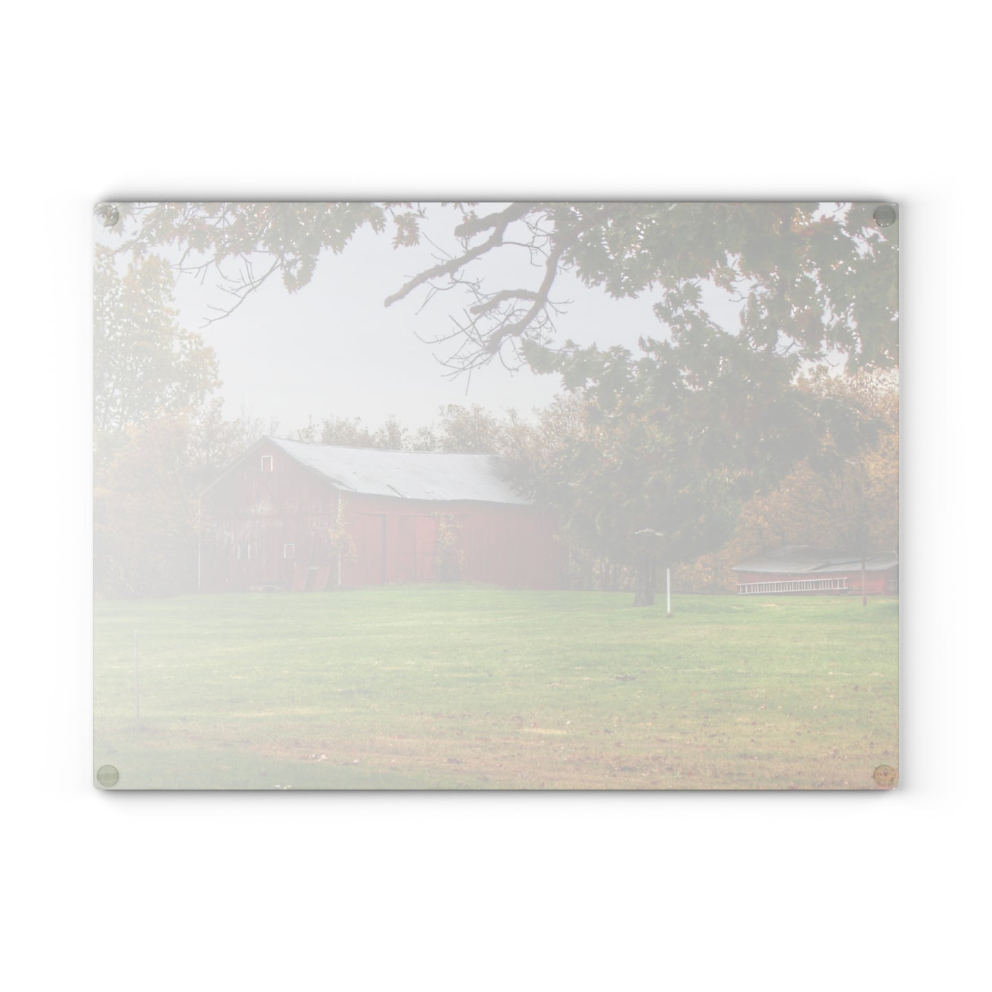 U R There Photography Hill Road Roadside Red Rustic Farmhouse Tempered-Glass Cutting Board