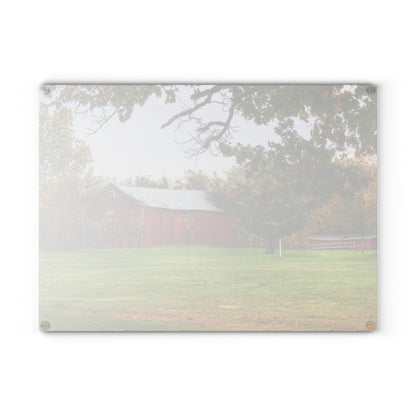 U R There Photography Hill Road Roadside Red Rustic Farmhouse Tempered-Glass Cutting Board