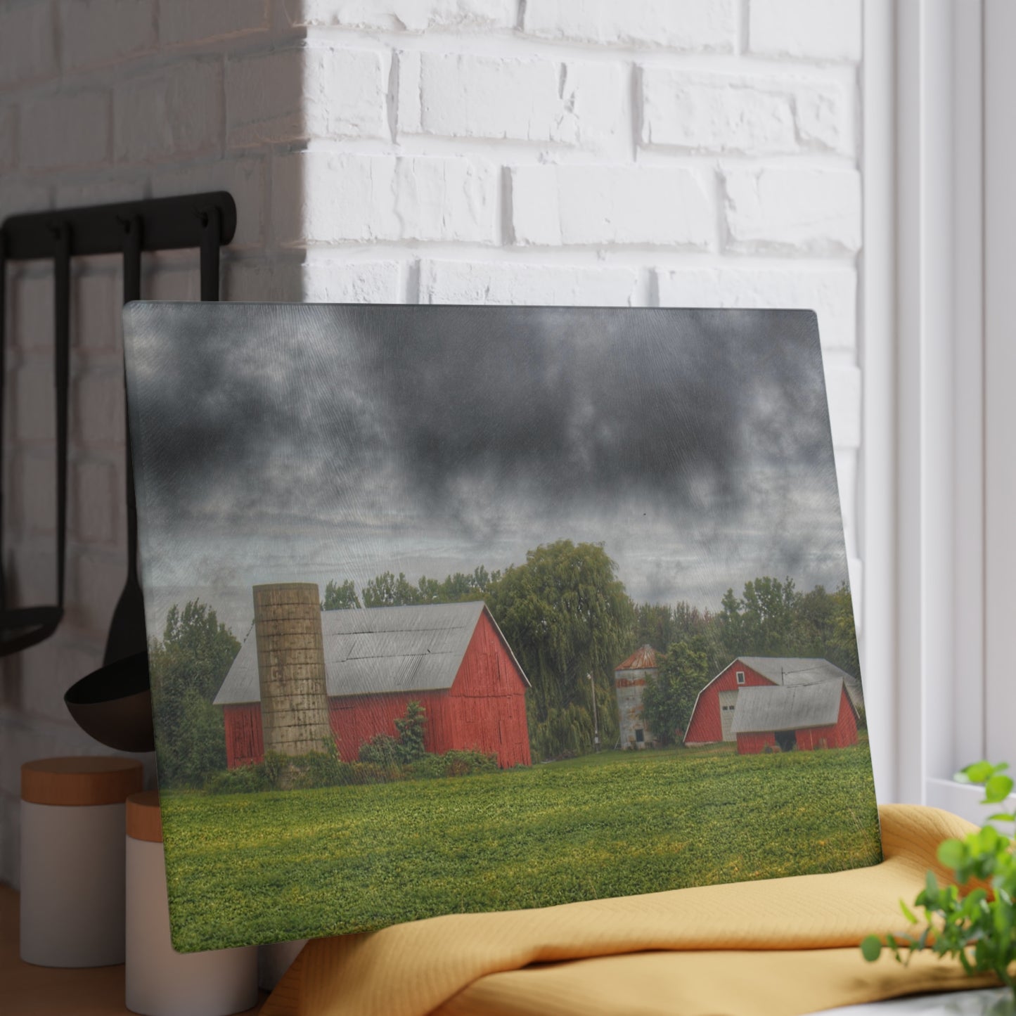 U R There Photography Kingston Road Trio I Rustic Farmhouse Tempered-Glass Cutting Board