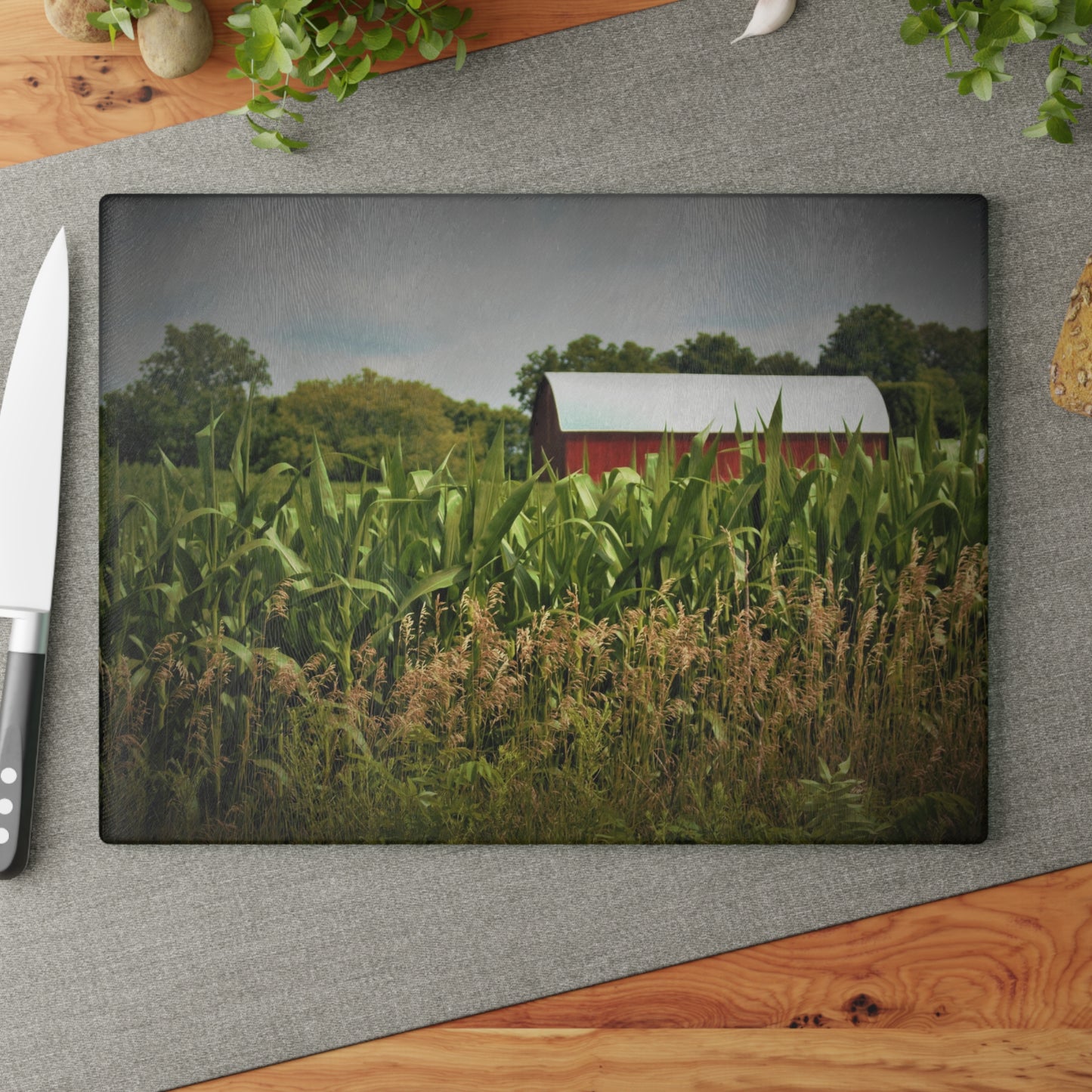 U R There Photography July Corn Rustic Farmhouse Tempered-Glass Cutting Board