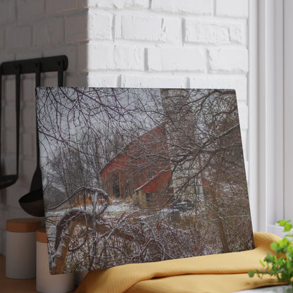 U R There Photography Sandhill Road Hidden Red I Rustic Farmhouse Tempered-Glass Cutting Board