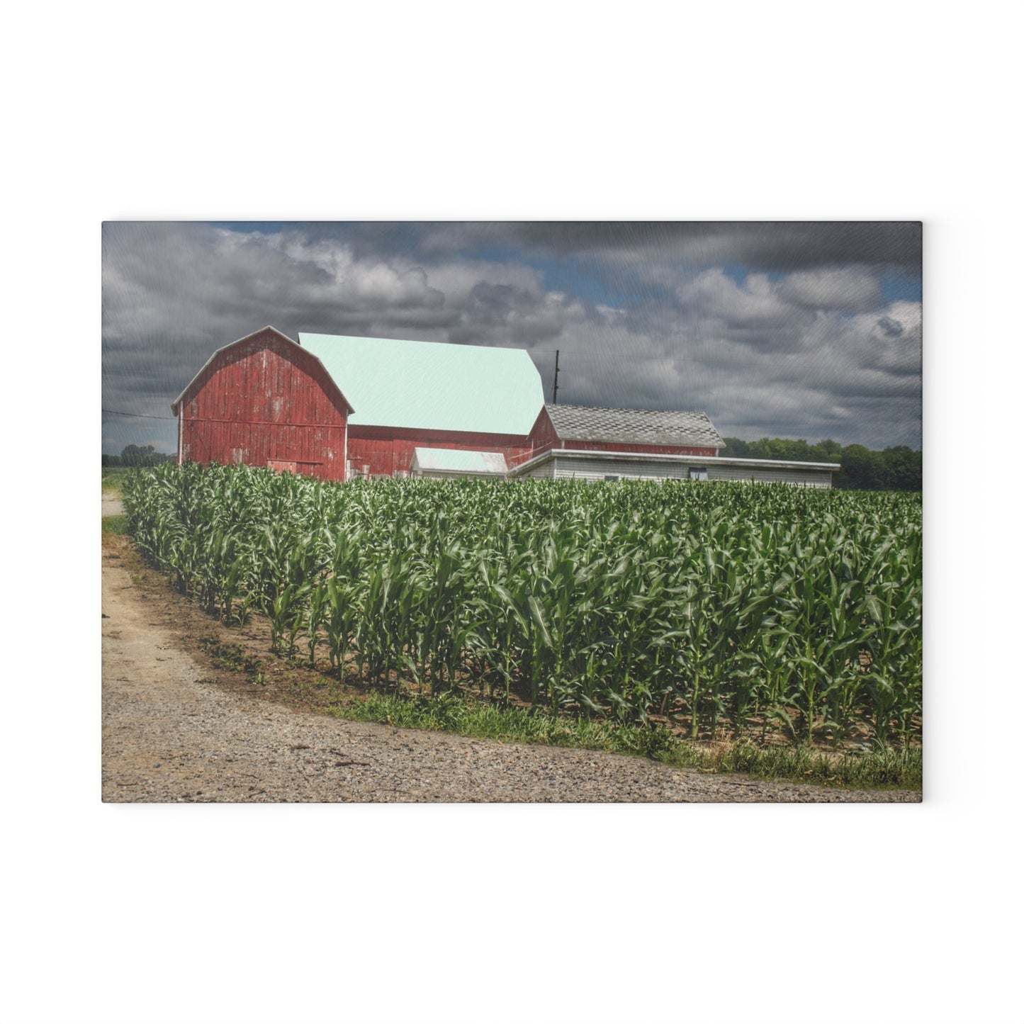 U R There Photography Millington Road Reds Rustic Farmhouse Tempered-Glass Cutting Board