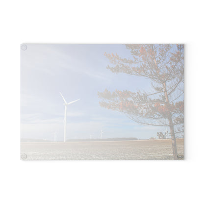 Barn Boutique Rustic Tempered-Glass Cutting Board| Winter Windmills