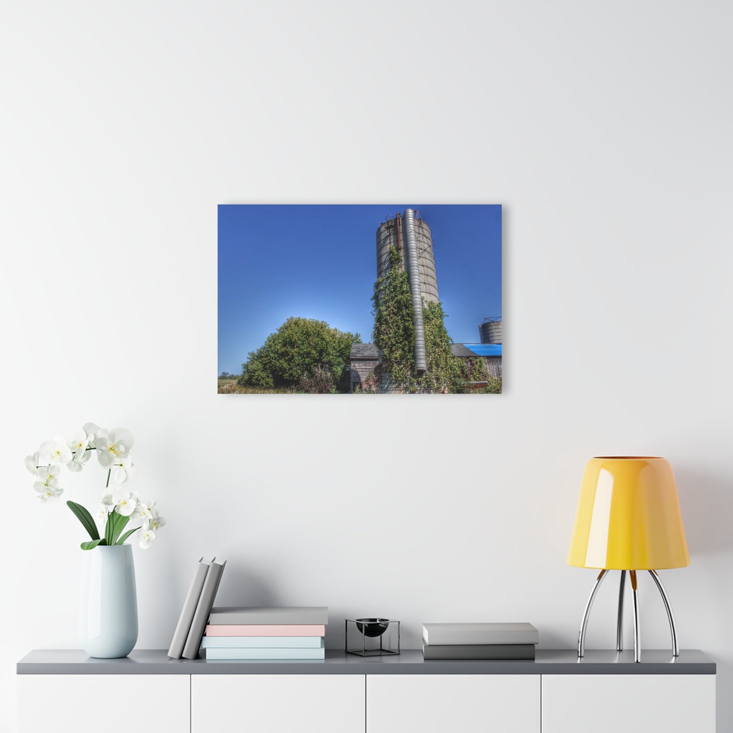 U R There Photography Bordman Road Old Grey and Silo I Rustic Farmhouse Acrylic Wall Print