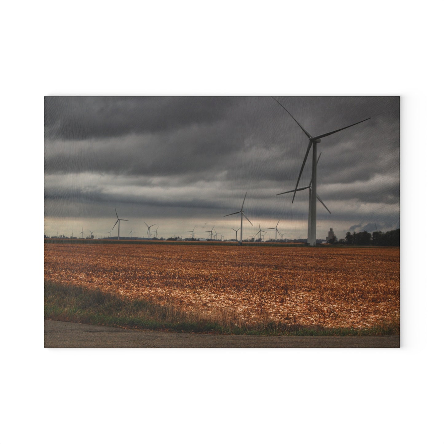 U R There Photography Garner Road Windmills Rustic Farmhouse Tempered-Glass Cutting Board