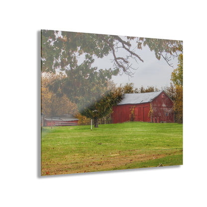 U R There Photography Hill Road Roadside Red Rustic Farmhouse Acrylic Wall Print