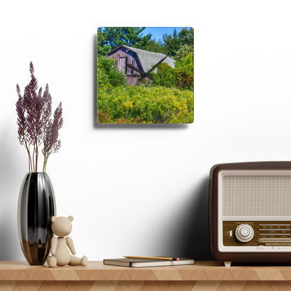U R There Photography Saginaw Road Hidden Grey Rustic Farmhouse Acrylic Analog Wall Clock