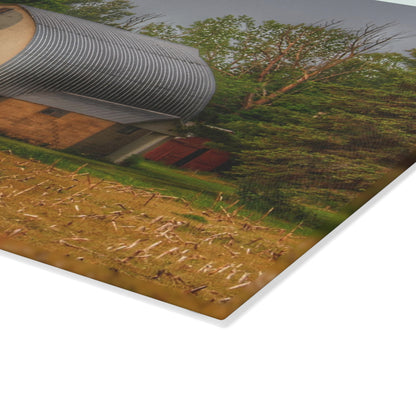 U R There Photography Carpenter Road White II Rustic Farmhouse Tempered-Glass Cutting Board