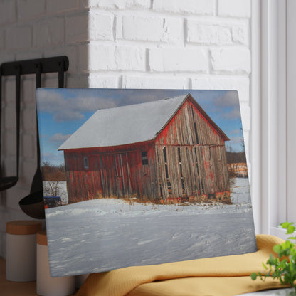 U R There Photography Barnes Road Little Red I Rustic Farmhouse Tempered-Glass Cutting Board