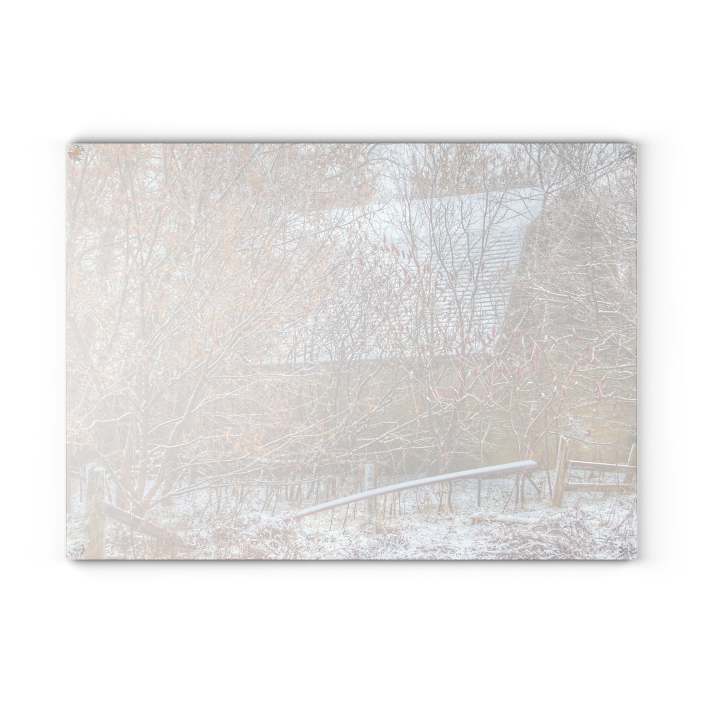 U R There Photography Dryden Road Hidden Winter Grey Rustic Farmhouse Tempered-Glass Cutting Board