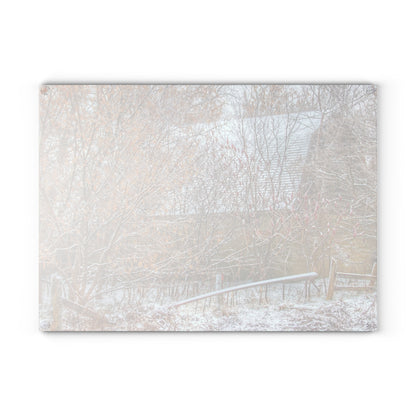 U R There Photography Dryden Road Hidden Winter Grey Rustic Farmhouse Tempered-Glass Cutting Board