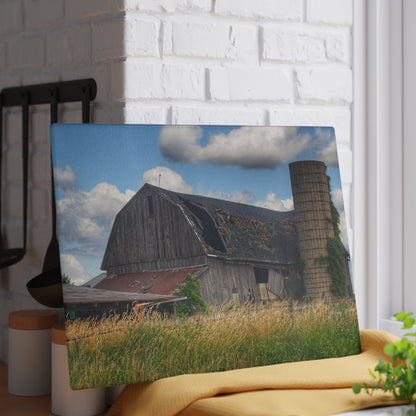 U R There Photography Millington Forgotten Grey Rustic Farmhouse Tempered-Glass Cutting Board