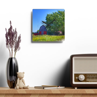 U R There Photography East Farrand Grey Rustic Farmhouse Acrylic Analog Wall Clock