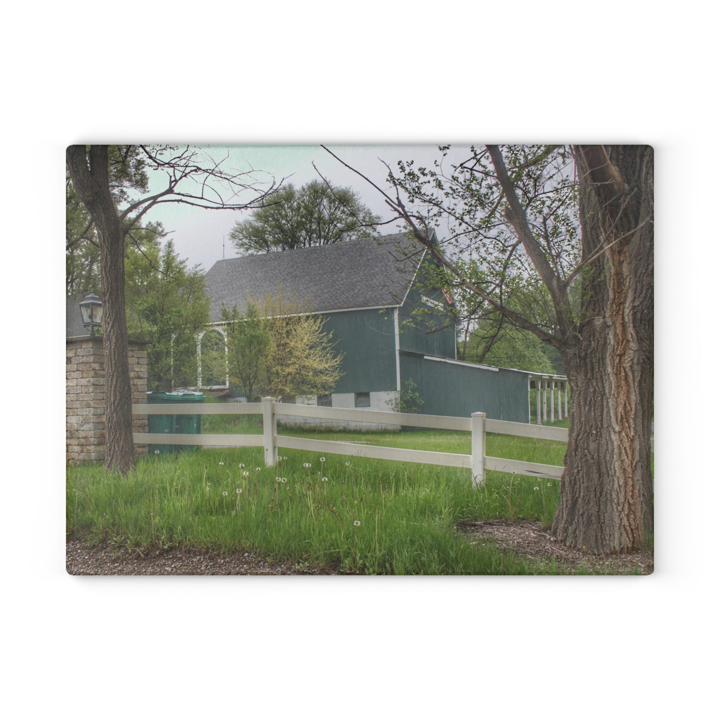 U R There Photography Lake George Road Fox Green Rustic Farmhouse Tempered-Glass Cutting Board