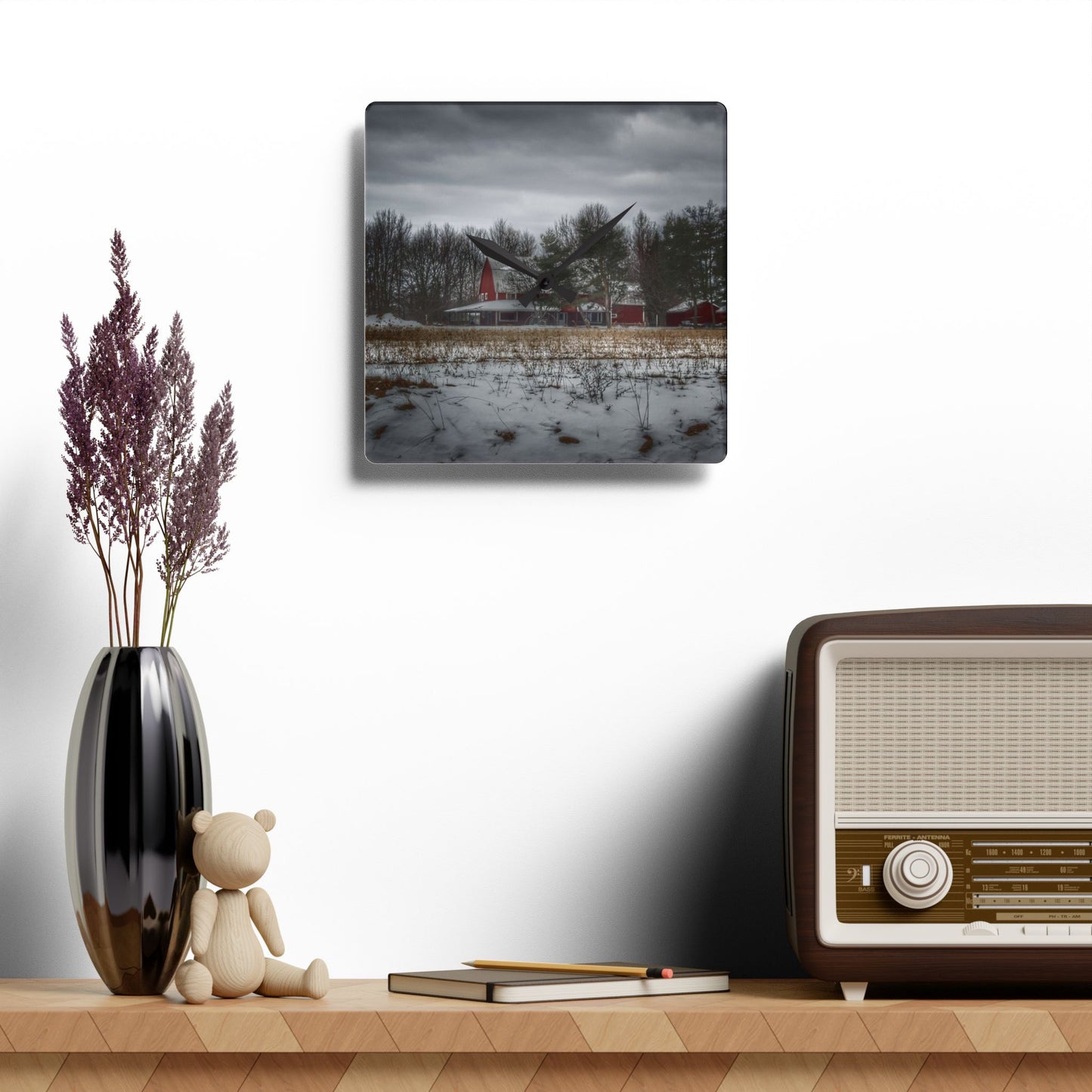 U R There Photography Across the Field in Thornville Rustic Farmhouse Acrylic Analog Wall Clock