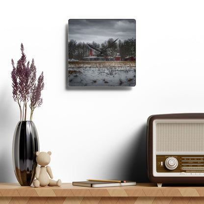 U R There Photography Across the Field in Thornville Rustic Farmhouse Acrylic Analog Wall Clock