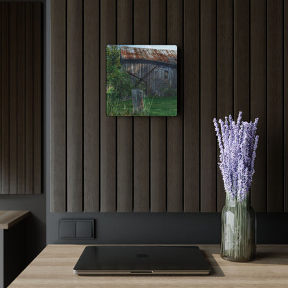 U R There Photography Rusted Grey Rustic Farmhouse Acrylic Analog Wall Clock