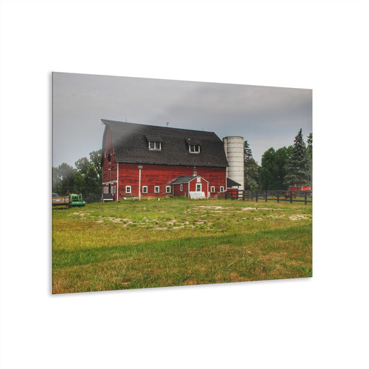 U R There Photography Oxford Old Red and Silo Rustic Farmhouse Acrylic Wall Print