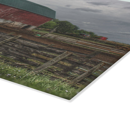 U R There Photography West Hunters Creek Road Red I Rustic Farmhouse Tempered-Glass Cutting Board