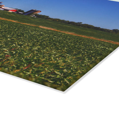 U R There Photography Otter Lake Road Farm Across the Field Rustic Farmhouse Tempered-Glass Cutting Board