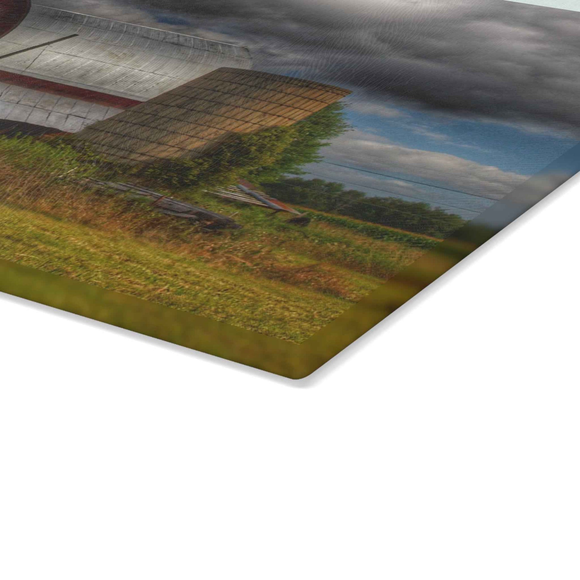 U R There Photography Valentine Road Red I Rustic Farmhouse Tempered-Glass Cutting Board