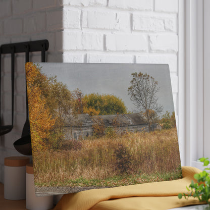 U R There Photography Hill Road Roadside Greys Rustic Farmhouse Tempered-Glass Cutting Board