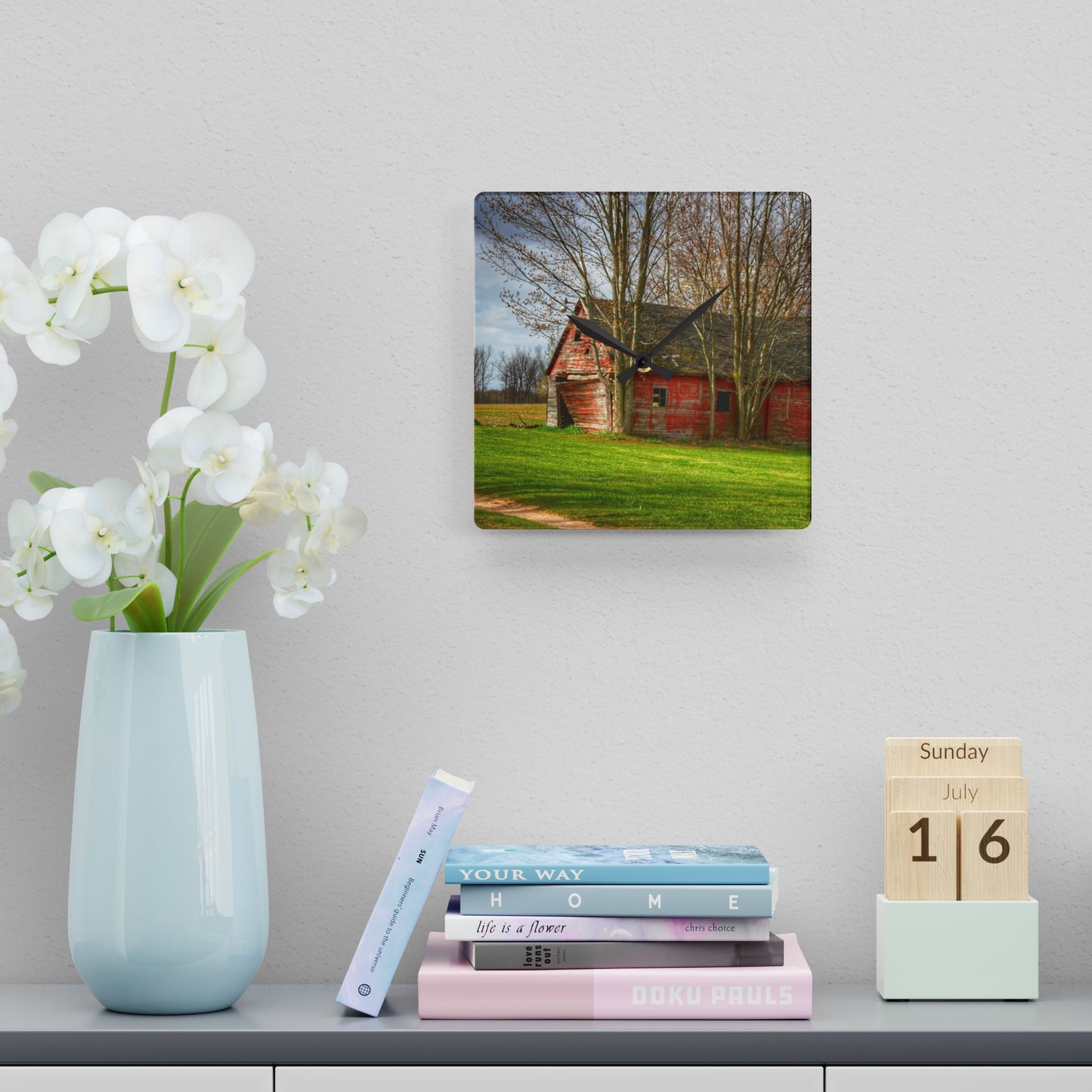 U R There Photography Centerline Shack Rustic Farmhouse Acrylic Analog Wall Clock