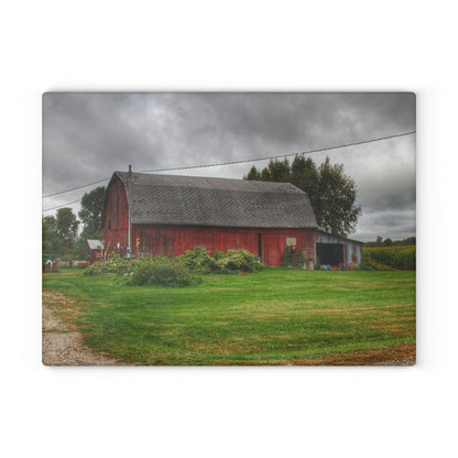 U R There Photography Country Red Rustic Farmhouse Tempered-Glass Cutting Board