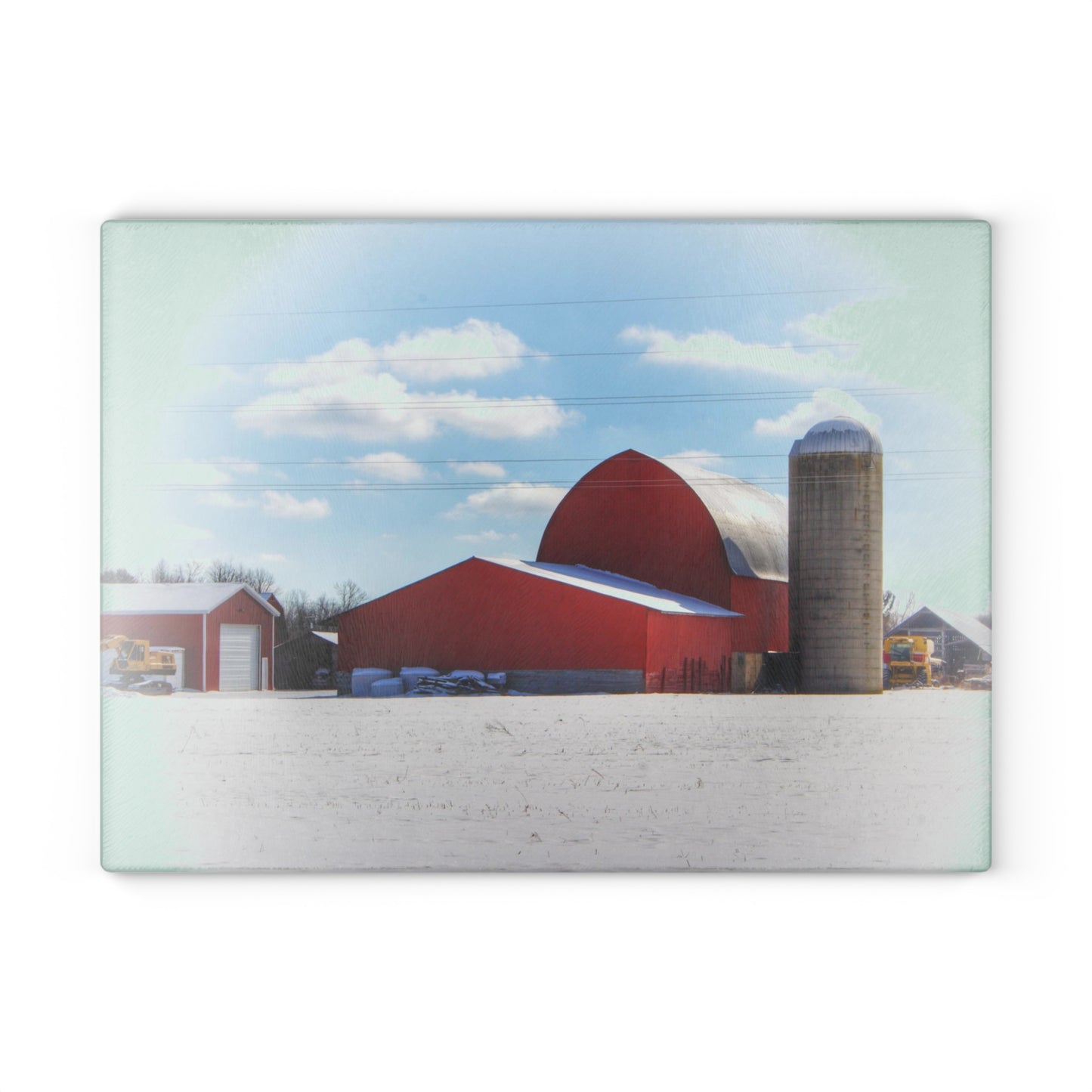 U R There Photography Barnes Road Reds Rustic Farmhouse Tempered-Glass Cutting Board