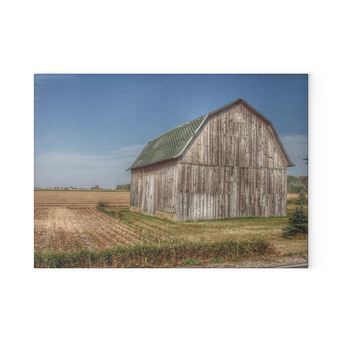 U R There Photography Vassar Road Grey Rustic Farmhouse Tempered-Glass Cutting Board