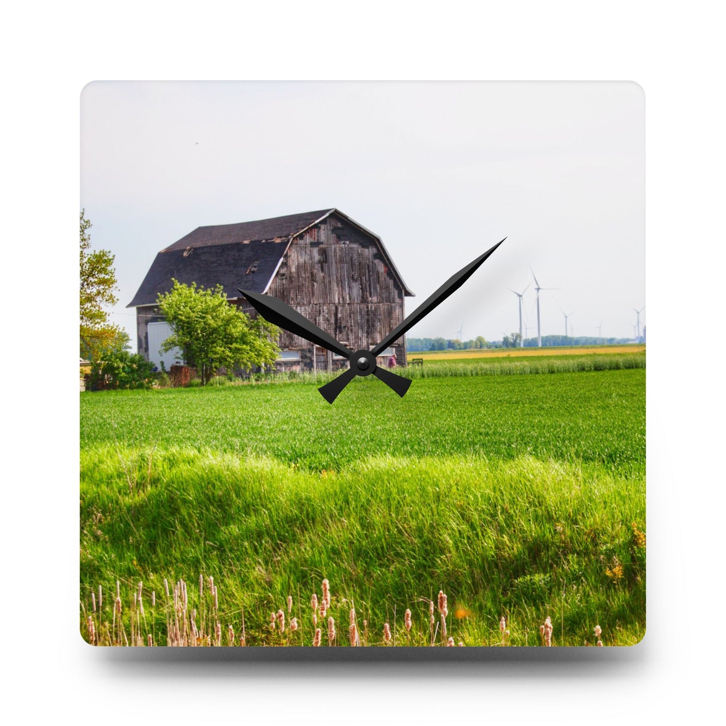 U R There Photography North Graf Road Old Grey Rustic Farmhouse Acrylic Analog Wall Clock