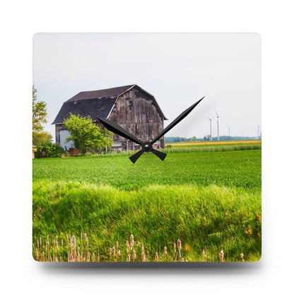 U R There Photography North Graf Road Old Grey Rustic Farmhouse Acrylic Analog Wall Clock