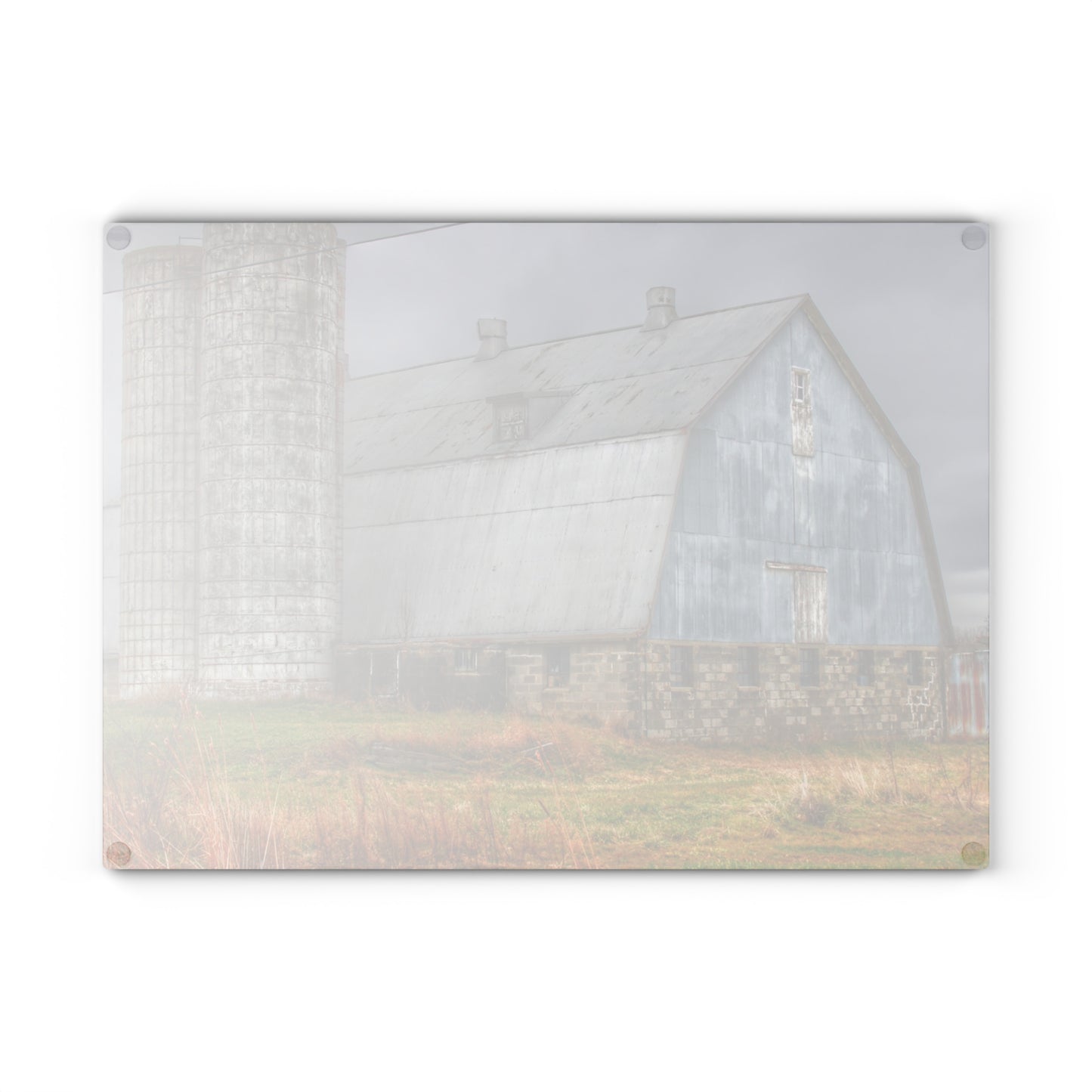 U R There Photography Daley Road Grey III Rustic Farmhouse Tempered-Glass Cutting Board