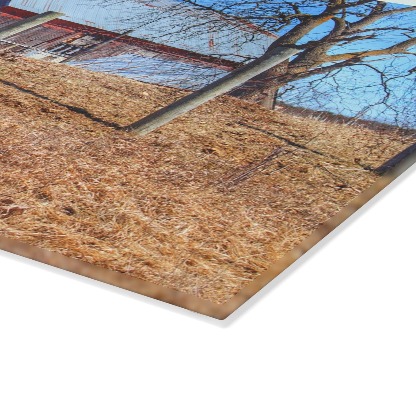 U R There Photography Marathon Haybarn on the Hill II Rustic Farmhouse Tempered-Glass Cutting Board