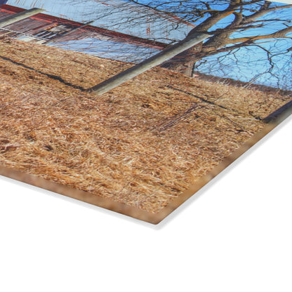 U R There Photography Marathon Haybarn on the Hill II Rustic Farmhouse Tempered-Glass Cutting Board