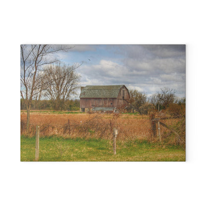 U R There Photography Clothier Road Red II Rustic Farmhouse Tempered-Glass Cutting Board