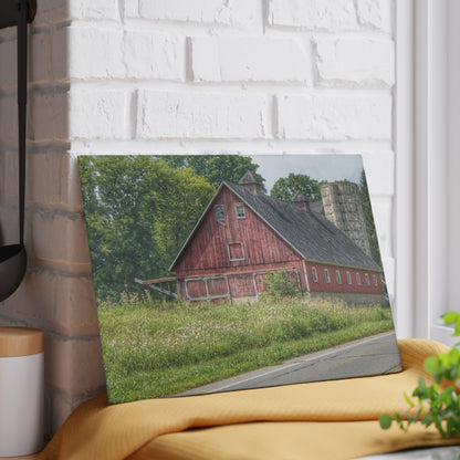 U R There Photography Metamora Red I Rustic Farmhouse Tempered-Glass Cutting Board