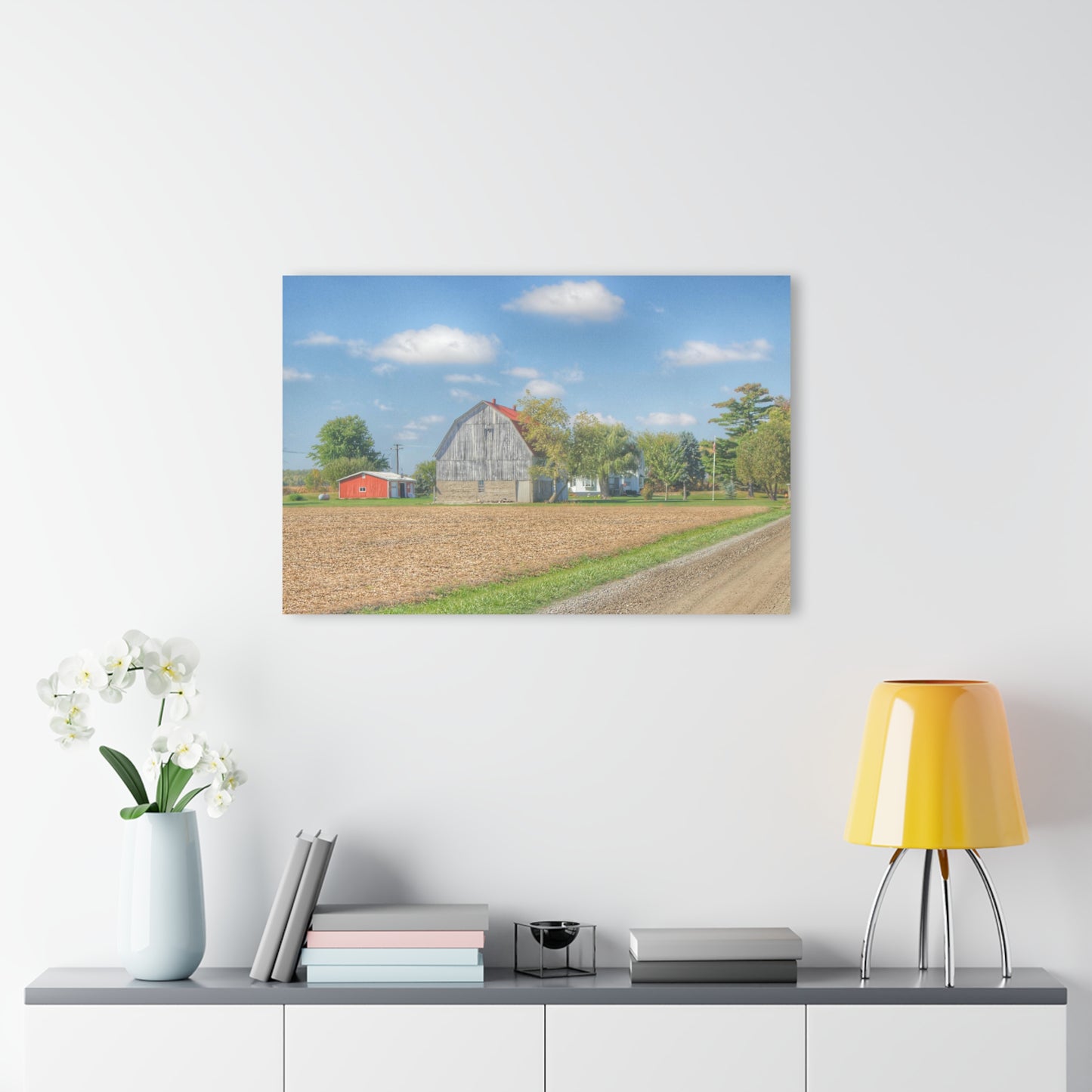 U R There Photography Sheridan Line Road Grey I Rustic Farmhouse Acrylic Wall Print