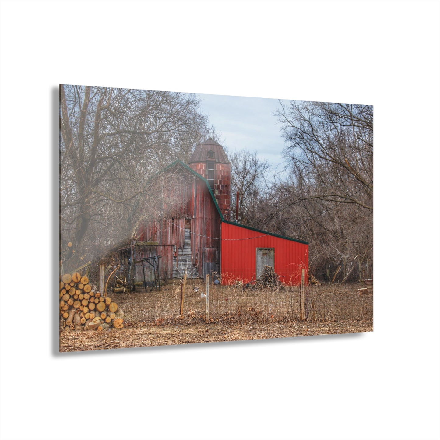 U R There Photography Bray Road Hidden Barnyard Red I Rustic Farmhouse Acrylic Wall Print