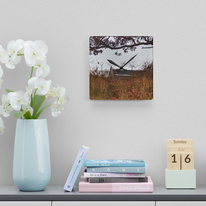 U R There Photography North Oxford Road Grey II Rustic Farmhouse Acrylic Analog Wall Clock