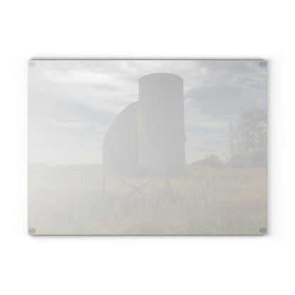U R There Photography Mushroom Road Red II Rustic Farmhouse Tempered-Glass Cutting Board 8"x 11"