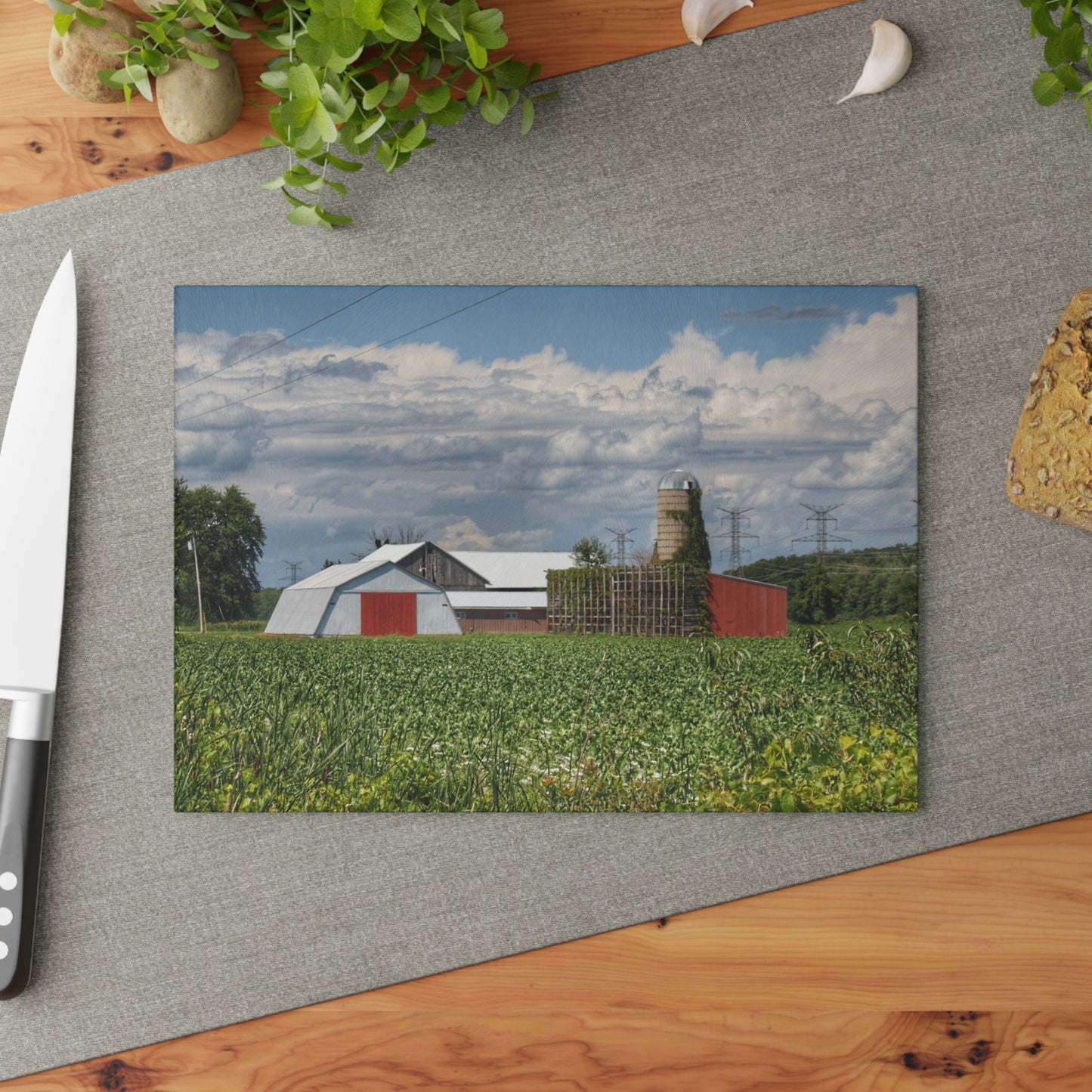 U R There Photography Montrose Farm I Rustic Farmhouse Tempered-Glass Cutting Board