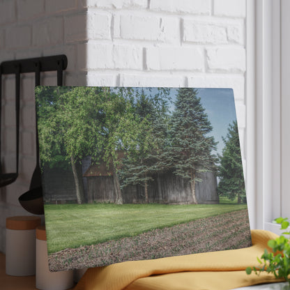 U R There Photography Barkley Road Greys II Rustic Farmhouse Tempered-Glass Cutting Board