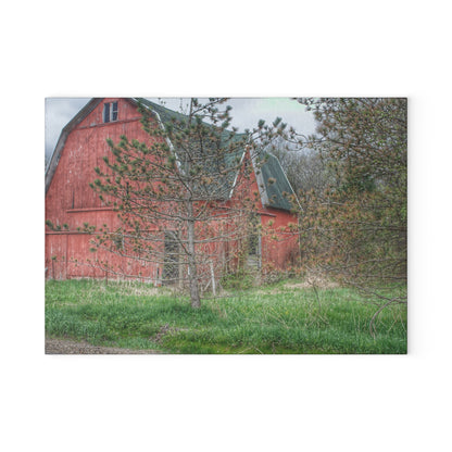 U R There Photography Hickory Ridge Red II Rustic Farmhouse Tempered-Glass Cutting Board