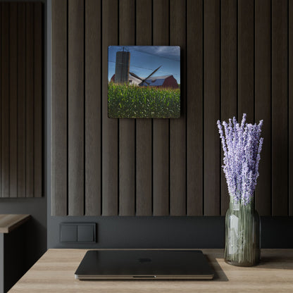 U R There Photography Above the Corn on Tuscola Road Rustic Farmhouse Acrylic Analog Wall Clock
