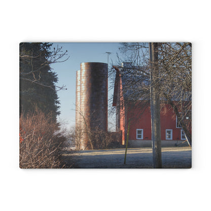 U R There Photography Newark Hidden Red Rustic Farmhouse Tempered-Glass Cutting Board