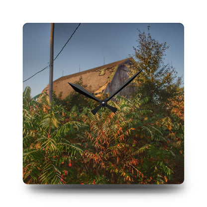 U R There Photography Hidden on Bearanger Road Rustic Farmhouse Acrylic Analog Wall Clock
