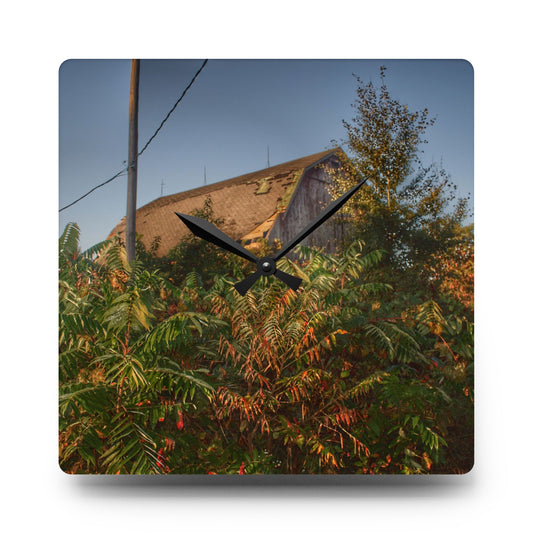 Hidden on Bearanger Road Rustic Farmhouse Acrylic Analog Wall Clock 10.75'' × 10.75'' (Square)