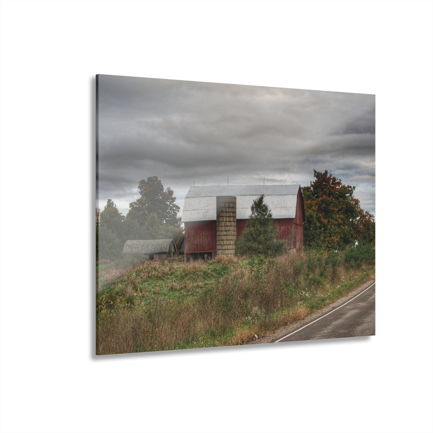 Barn Boutique Modern Farmhouse Acrylic Wall Print| Columbiaville Red in Fall I