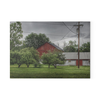 U R There Photography Hidden Red of M-24 Rustic Farmhouse Tempered-Glass Cutting Board